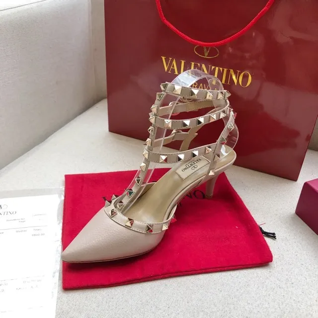 Valentino Rockstud Beige Stud-Embellished Pointed-Toe Stilettos 2