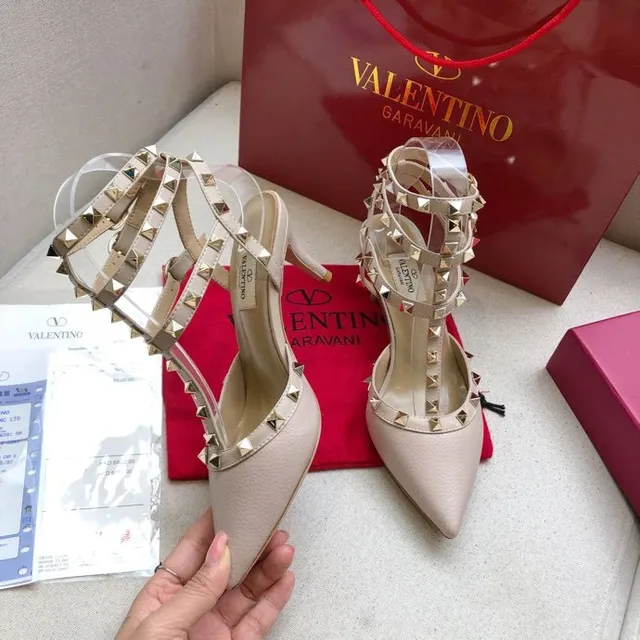 Valentino Rockstud Beige Stud-Embellished Pointed-Toe Stilettos 5