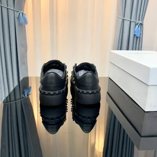 Valentino Rockstud Black Leather Gold Stud Lifestyle Sneakers 6