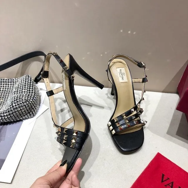Valentino Rockstud Black Leather Pyramid Stud Stilettos 2