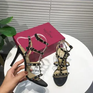 Valentino Rockstud Black Studded Strappy Stilettos