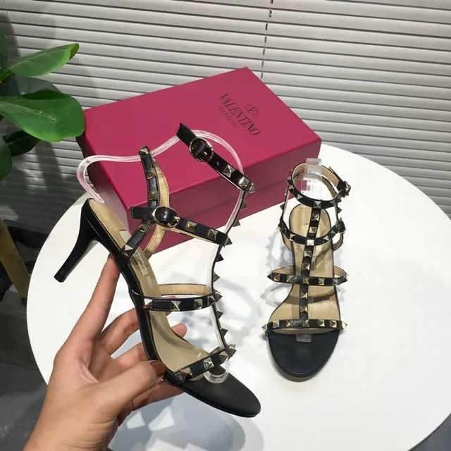 Valentino Rockstud Black Studded Strappy Stilettos 2