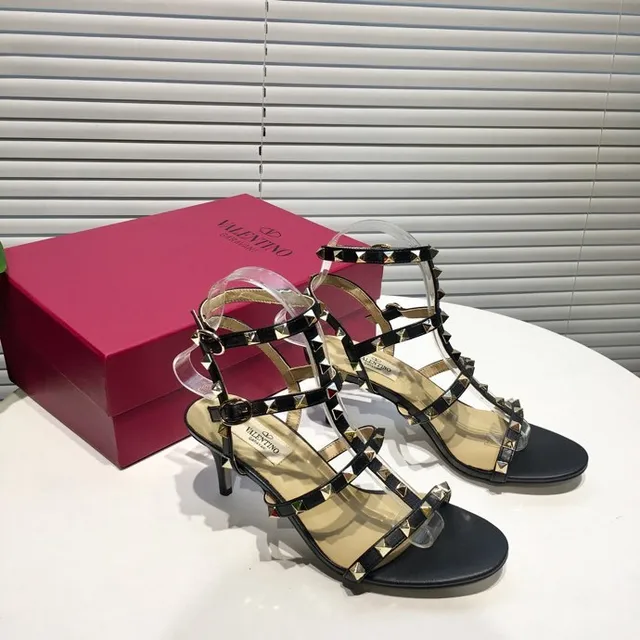 Valentino Rockstud Black Studded Strappy Stilettos 3