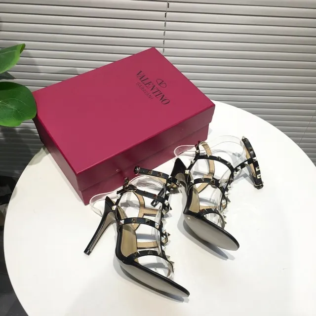 Valentino Rockstud Black Studded Strappy Stilettos 4