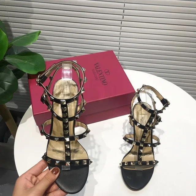 Valentino Rockstud Black Studded Strappy Stilettos 7