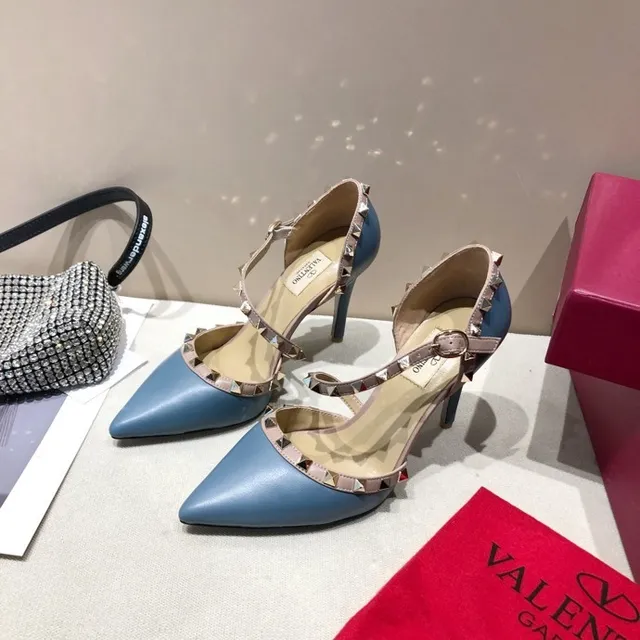 Valentino Rockstud Light Blue and Pink Studded Stilettos 2