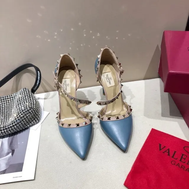 Valentino Rockstud Light Blue and Pink Studded Stilettos 5