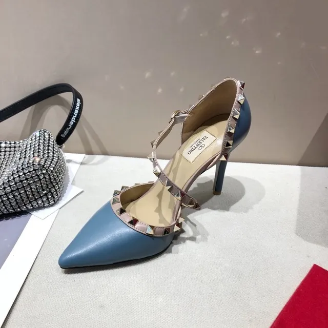 Valentino Rockstud Light Blue and Pink Studded Stilettos 7