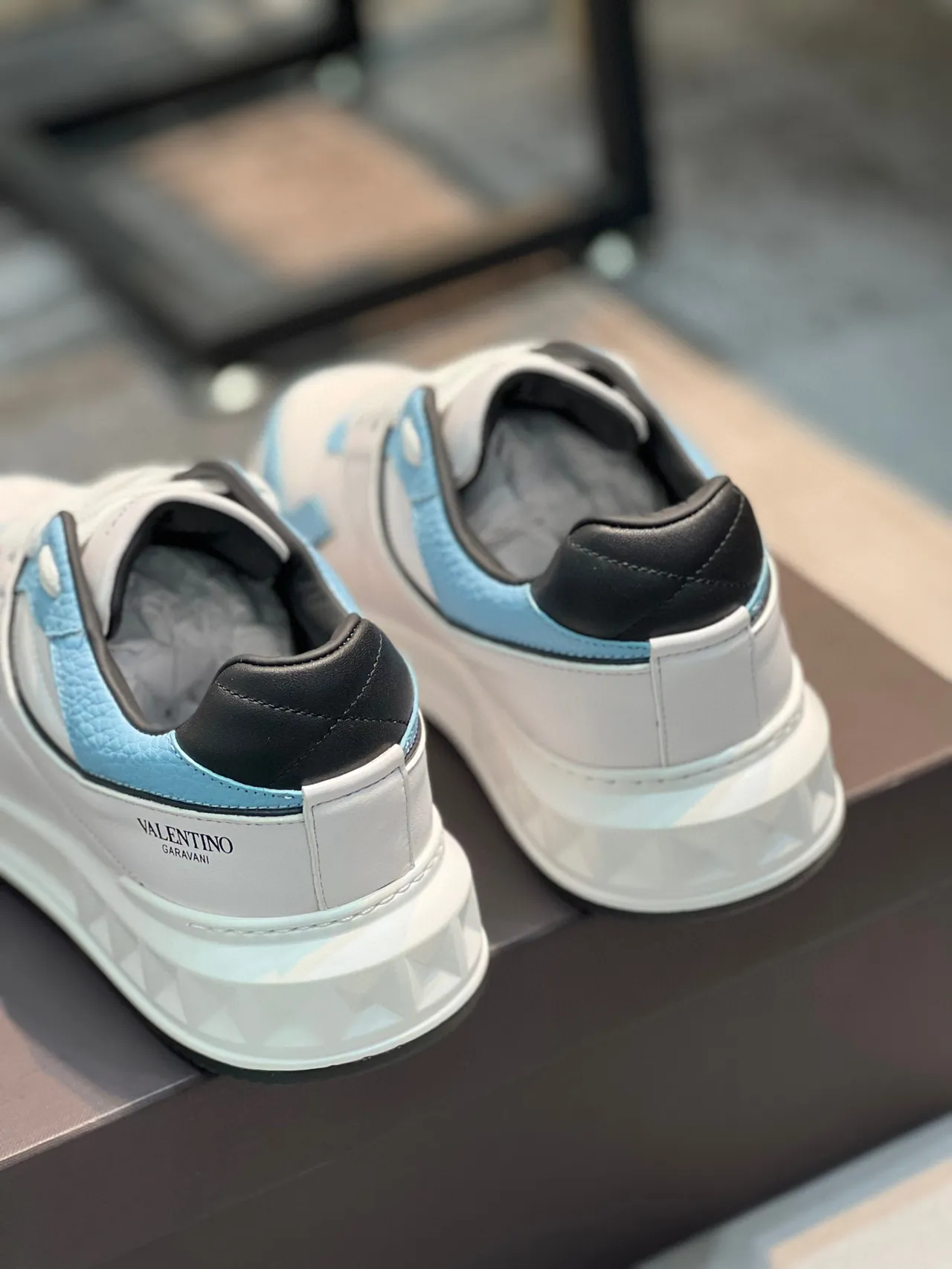 Valentino Rockstud Light Blue and White Chunky Sneakers 3