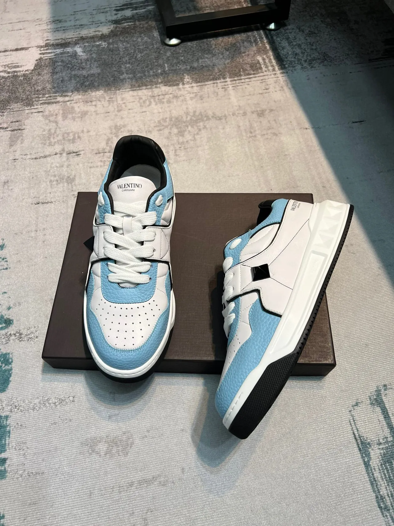 Valentino Rockstud Light Blue and White Chunky Sneakers 5
