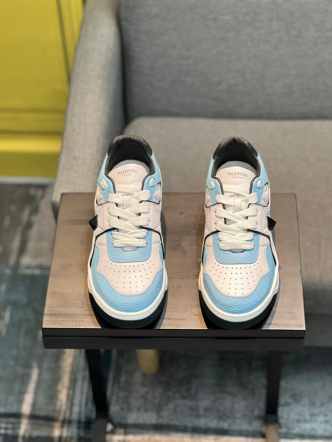 Valentino Rockstud Light Blue and White Chunky Sneakers 7
