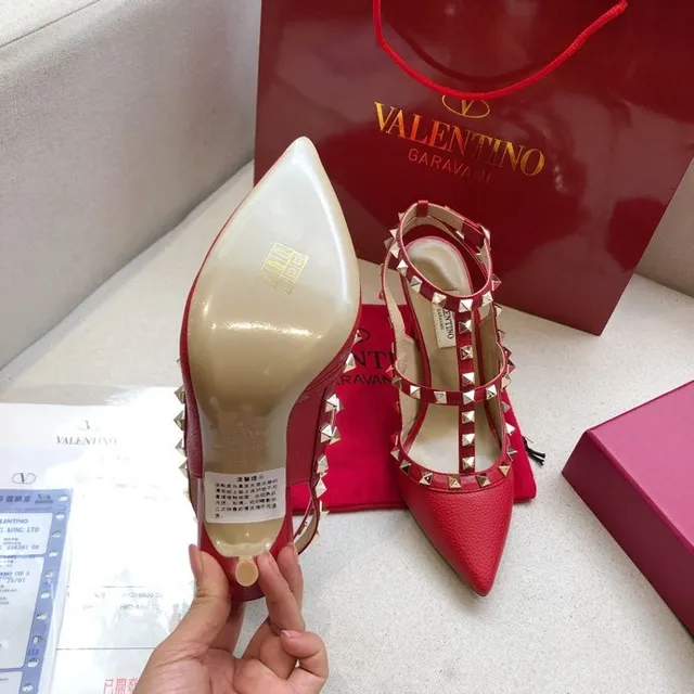 Valentino Rockstud Red Studded Pointed-Toe Stilettos 4
