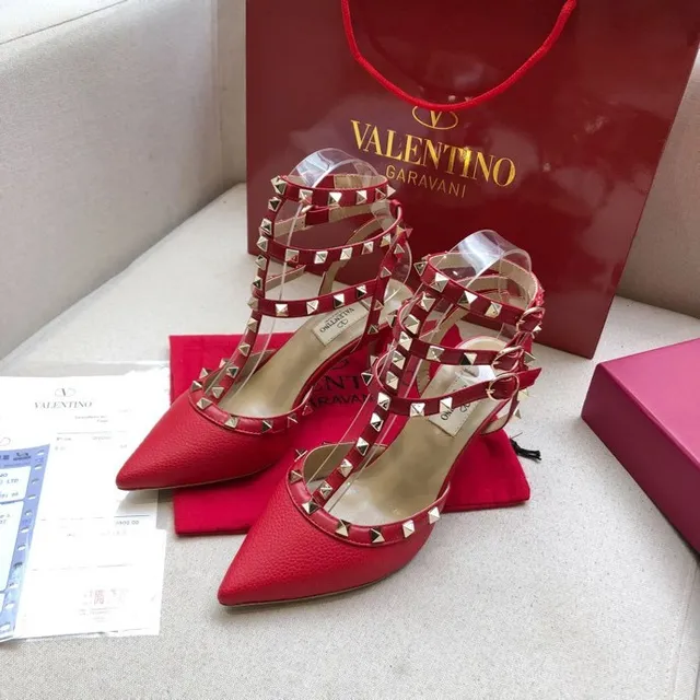 Valentino Rockstud Red Studded Pointed-Toe Stilettos 6