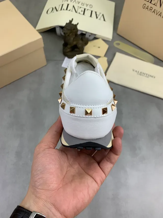 Valentino Rockstud Studded Off-White y Blanco Lifestyle Zapatillas 3