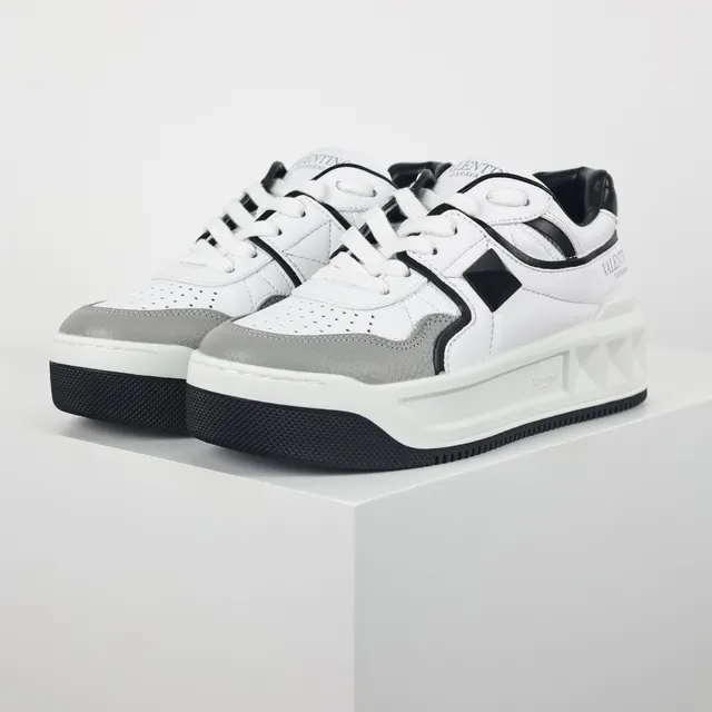 Valentino Rockstud White Black Gray Lifestyle Sneakers 2