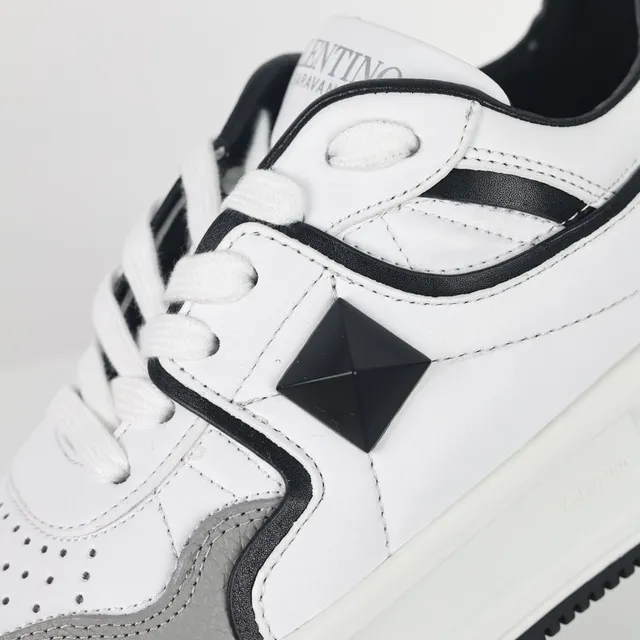 Valentino Rockstud White Black Gray Lifestyle Sneakers 6