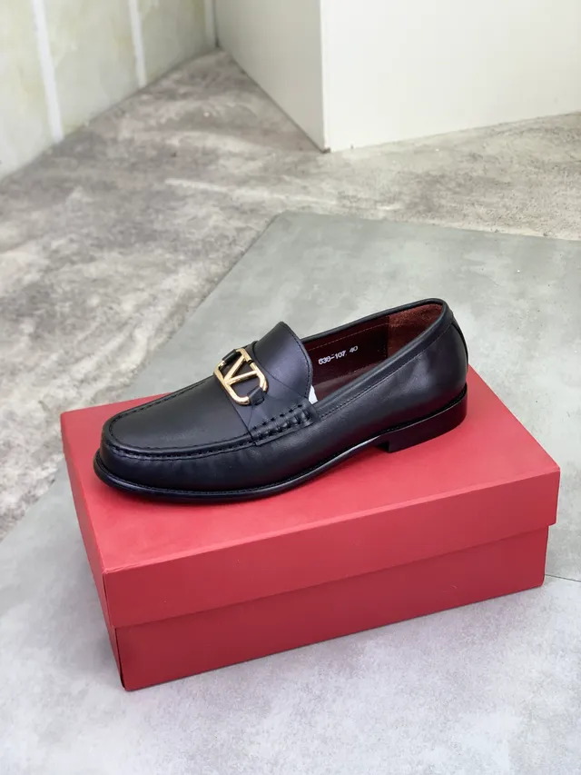 Valentino VLOGO Buckle Black Leather Loafer 5