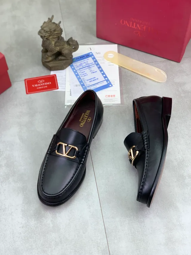 Valentino VLOGO Buckle Black Leather Loafer 6