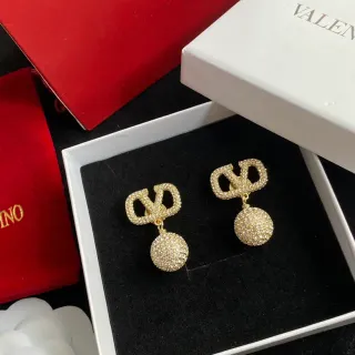 فالنتينو VLogo أقراط قطرة Pavé كريستال Gold-Tone