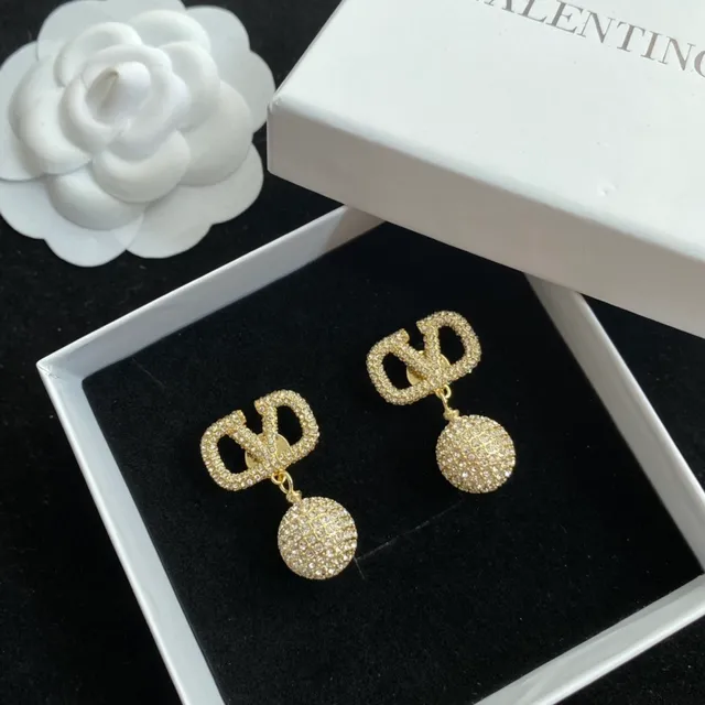 Valentino VLogo Drop Pavé Crystal Gold-Tone Earrings 3