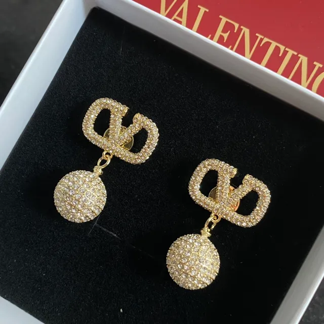 Valentino VLogo Drop Pavé Crystal Gold-Tone Earrings 5