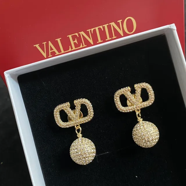 Valentino VLogo Drop Pavé Crystal Gold-Tone Earrings 6