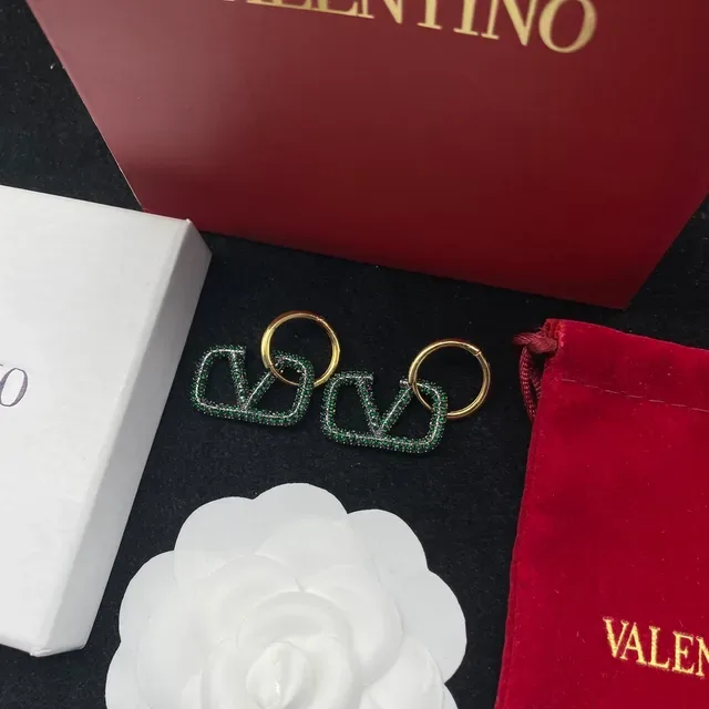 Valentino VLTN Boucles d'oreilles pavé cristal V-Logo 2