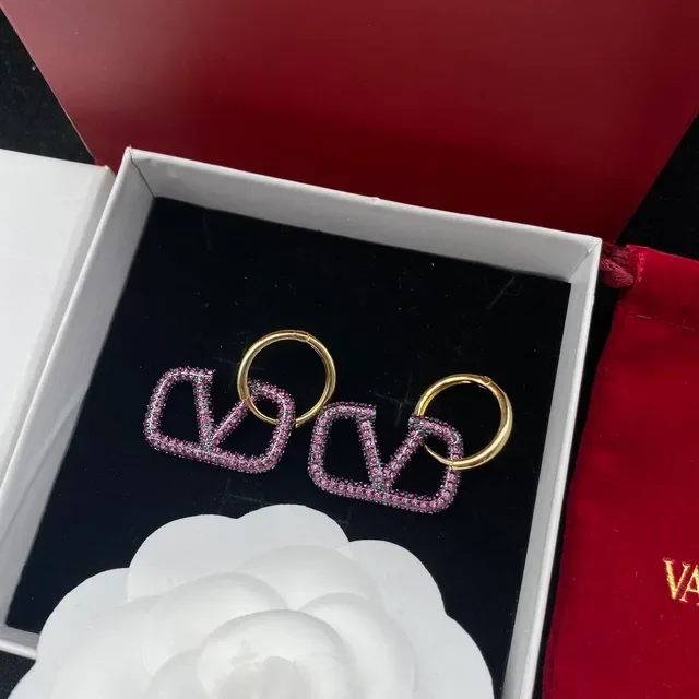 Valentino VLTN Boucles d'oreilles pavé cristal V-Logo 4