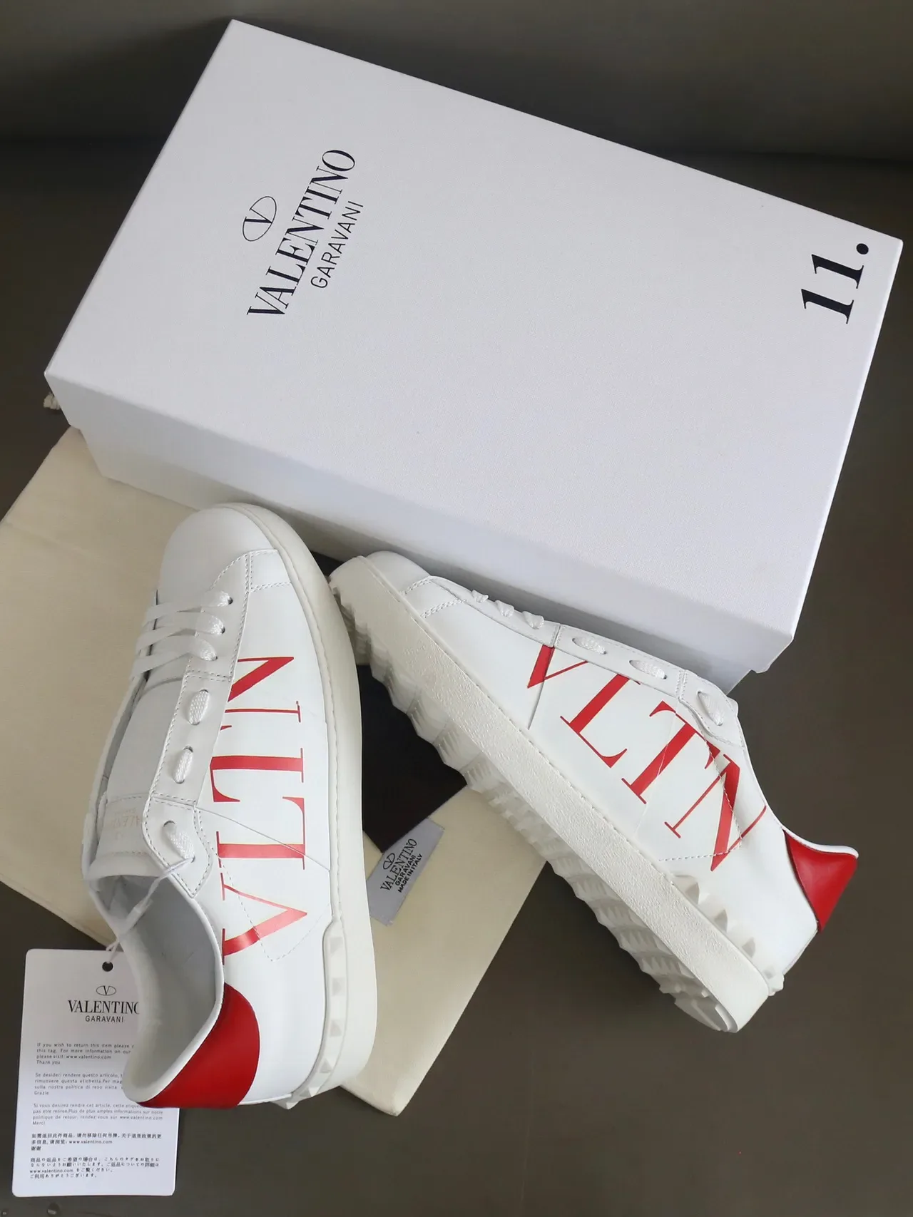 Valentino VLTN Tênis Lifestyle Branco e Vermelho de Couro 6