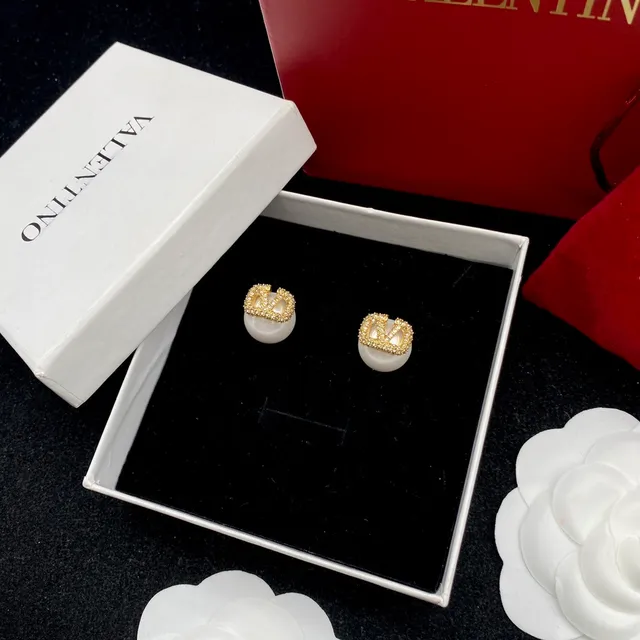 Valentino VLTN Or Blanc Chaîne de Perles avec Pendentif VLogo 3