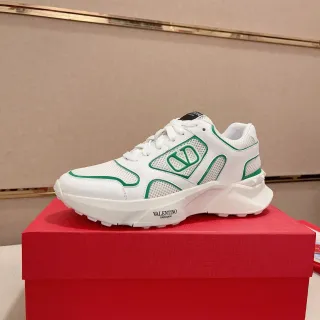 Valentino VLTN White Green Leather And Mesh Upper VLogo Emblem Lifestyle Sneakers