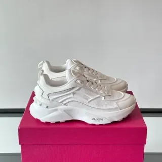 Valentino White Sole Mesh And Synthetic Overlay Construction Chunky Sneakers