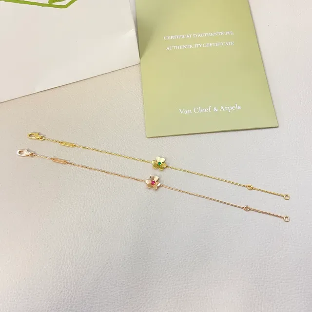 Van Cleef & Arpels Alhambra Chaîne Verte Fleur à Cinq Pétales Pendentif Bracelet Or 2