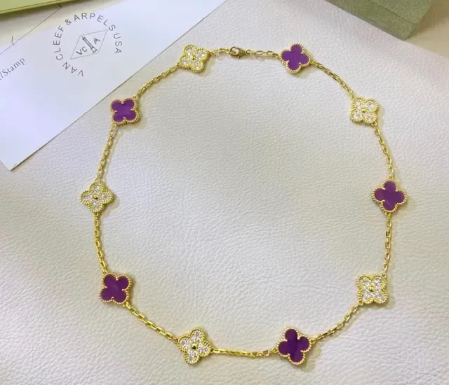 Van Cleef & Arpels Alhambra Purple Enamel and Pavé Stone Bracelet 4