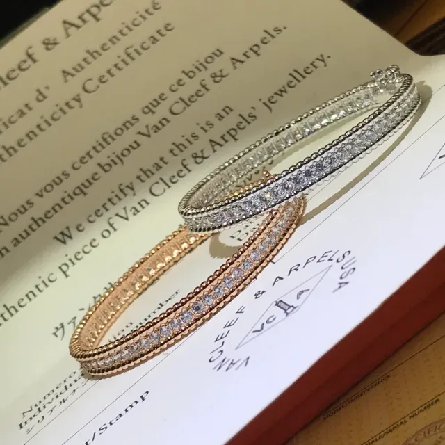 Van Cleef & Arpels Diamond-Pavé Beaded Edge Bangle Bracelets 2