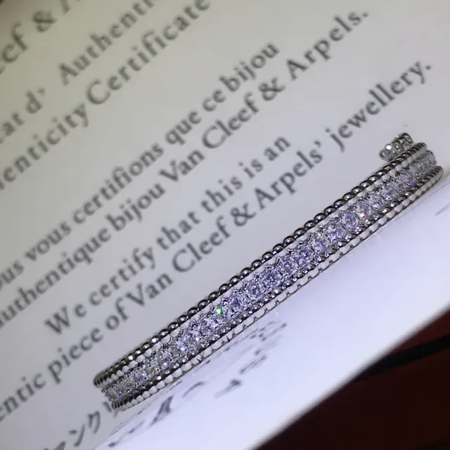 Van Cleef & Arpels Diamond-Pavé Beaded Edge Bangle Bracelets 3