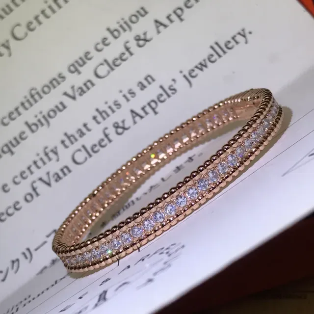 Van Cleef & Arpels Diamond-Pavé Beaded Edge Bangle Bracelets 6