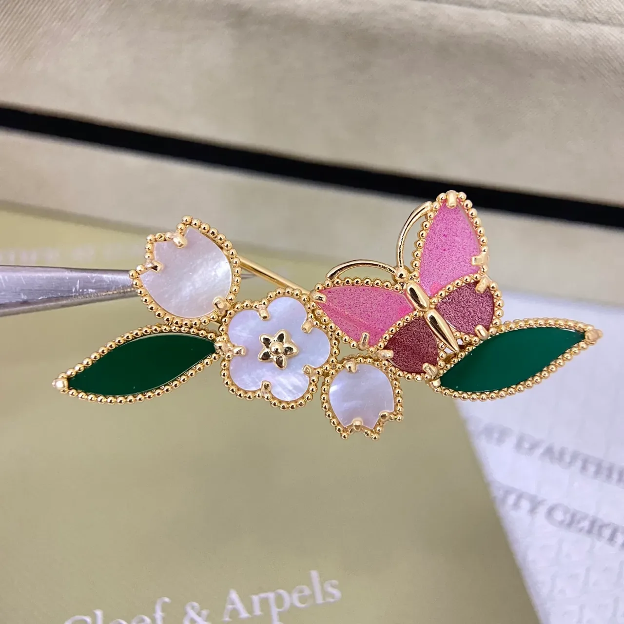 Van Cleef & Arpels Floral Butterfly Enamel and Mother-of-Pearl Brooches 5
