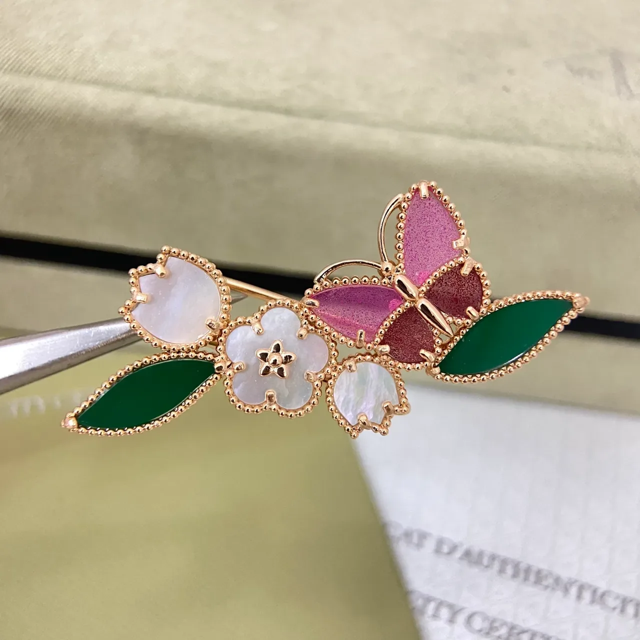 Van Cleef & Arpels Floral Butterfly Enamel and Mother-of-Pearl Brooches 6