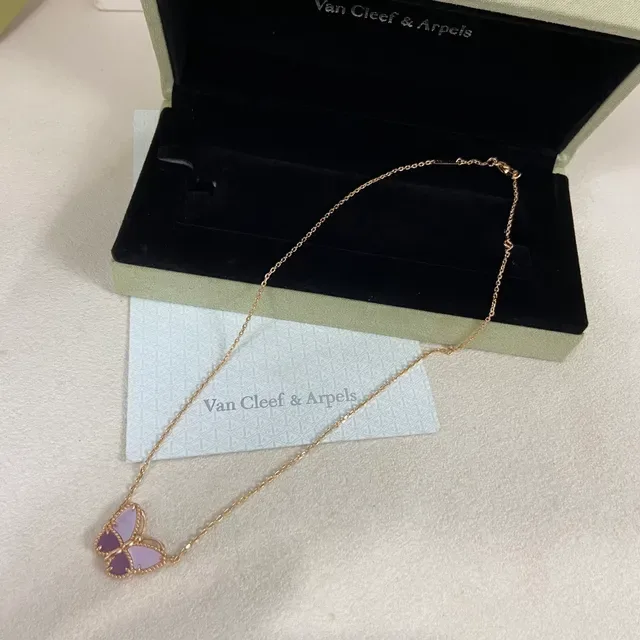 Van Cleef & Arpels Colar com Pingente de Borboleta Dourado e Roxo com Corrente 3