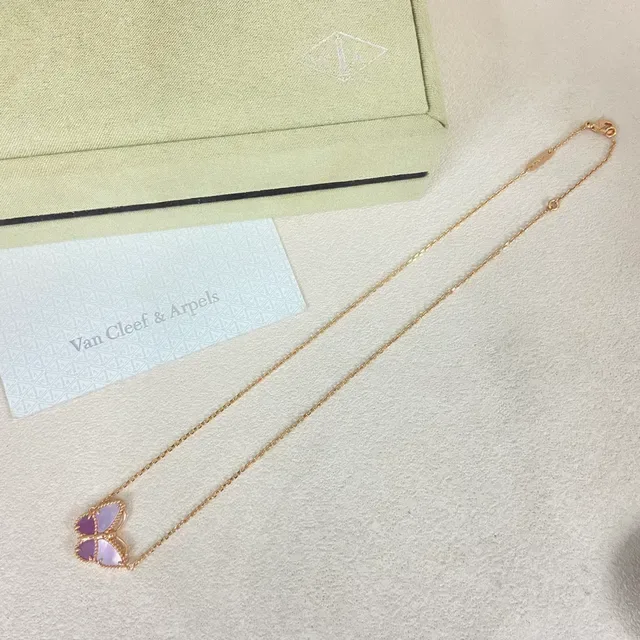 Van Cleef & Arpels Colar com Pingente de Borboleta Dourado e Roxo com Corrente 4