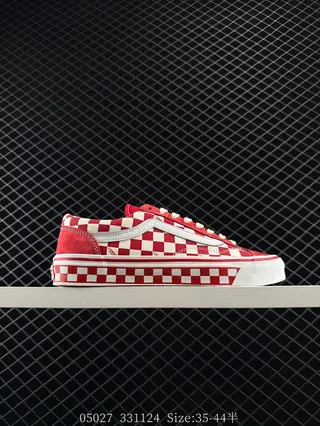 Vans Old Skool Chaussures de Skateboard à Damier Rouge et Blanc 2