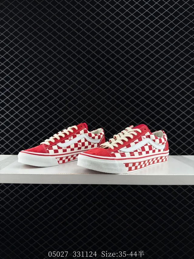 Vans Old Skool Chaussures de Skateboard à Damier Rouge et Blanc 4