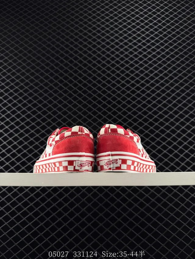 Vans Old Skool Chaussures de Skateboard à Damier Rouge et Blanc 5