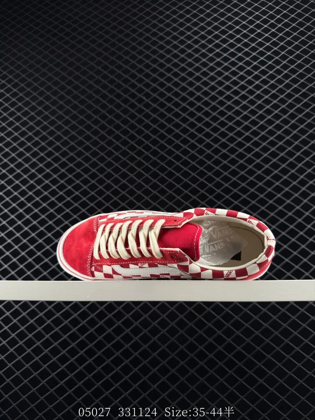 Vans Old Skool Chaussures de Skateboard à Damier Rouge et Blanc 6