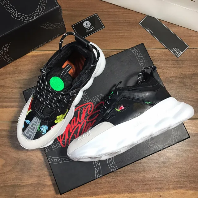 Versace Chain Reaction Black White Beige Multicolor Chunky Sneakers 5