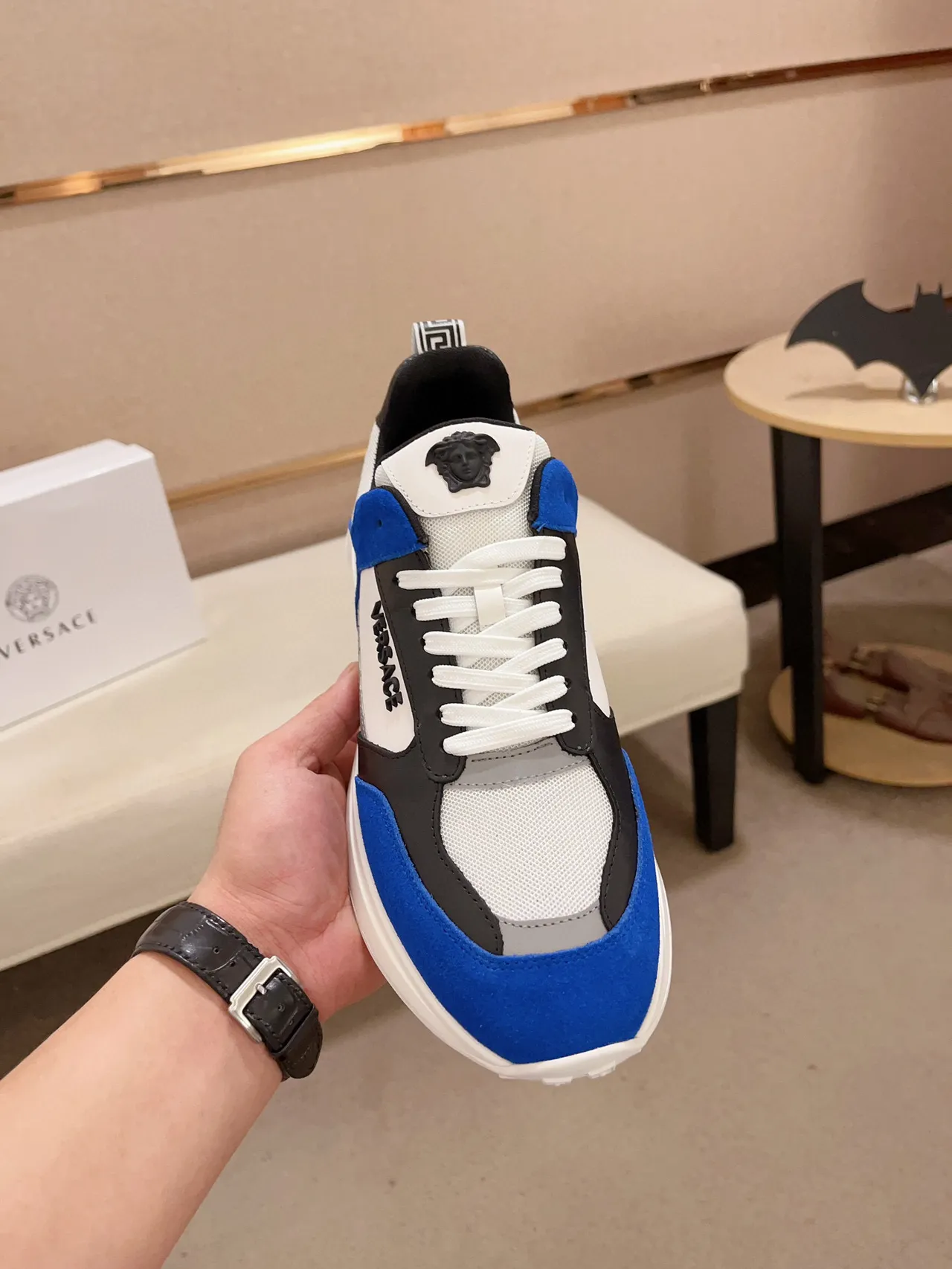 Versace Chain Reaction Blue White Black Chunky Sneakers 3