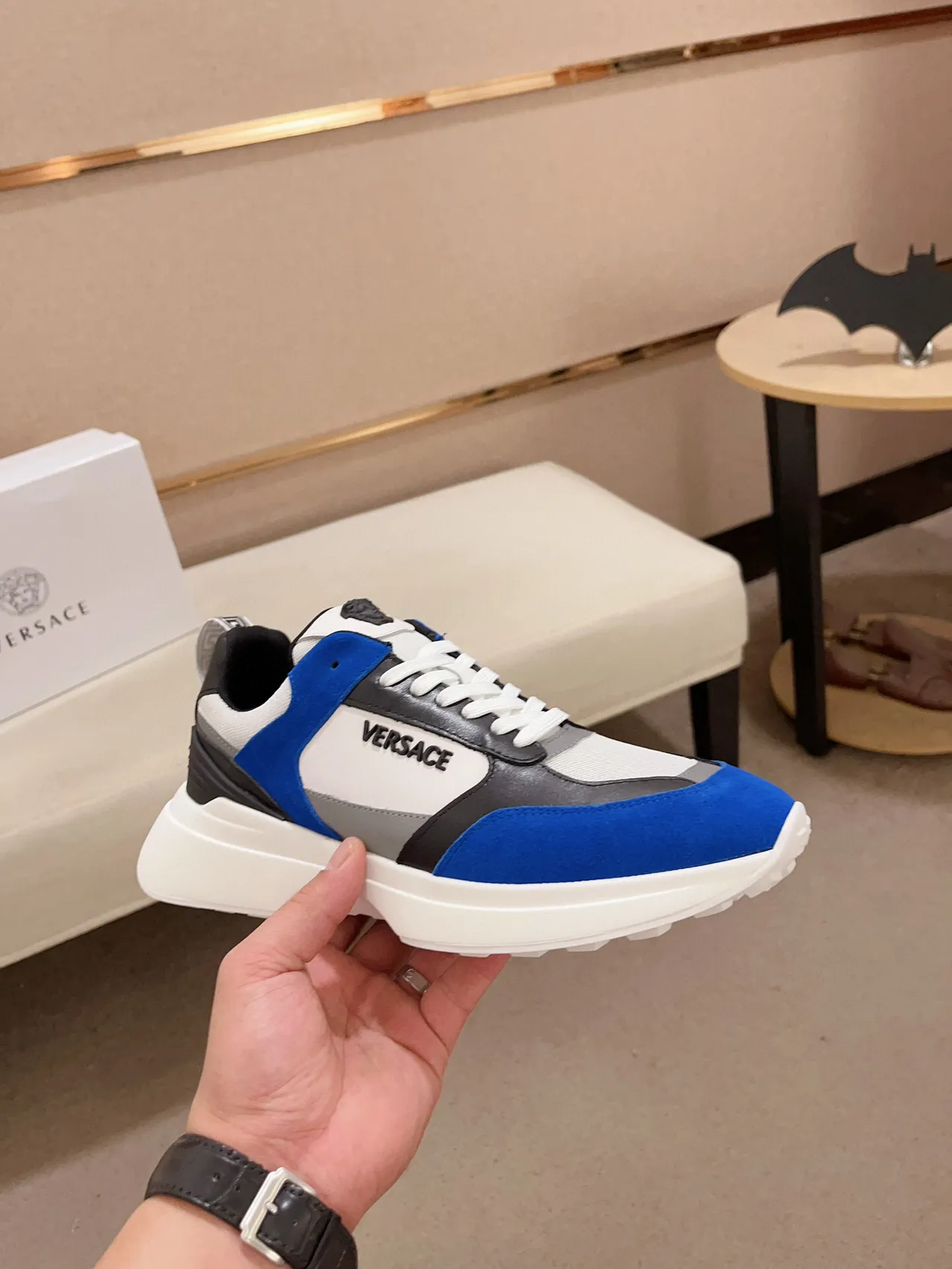 Versace Chain Reaction Blue White Black Chunky Sneakers 5