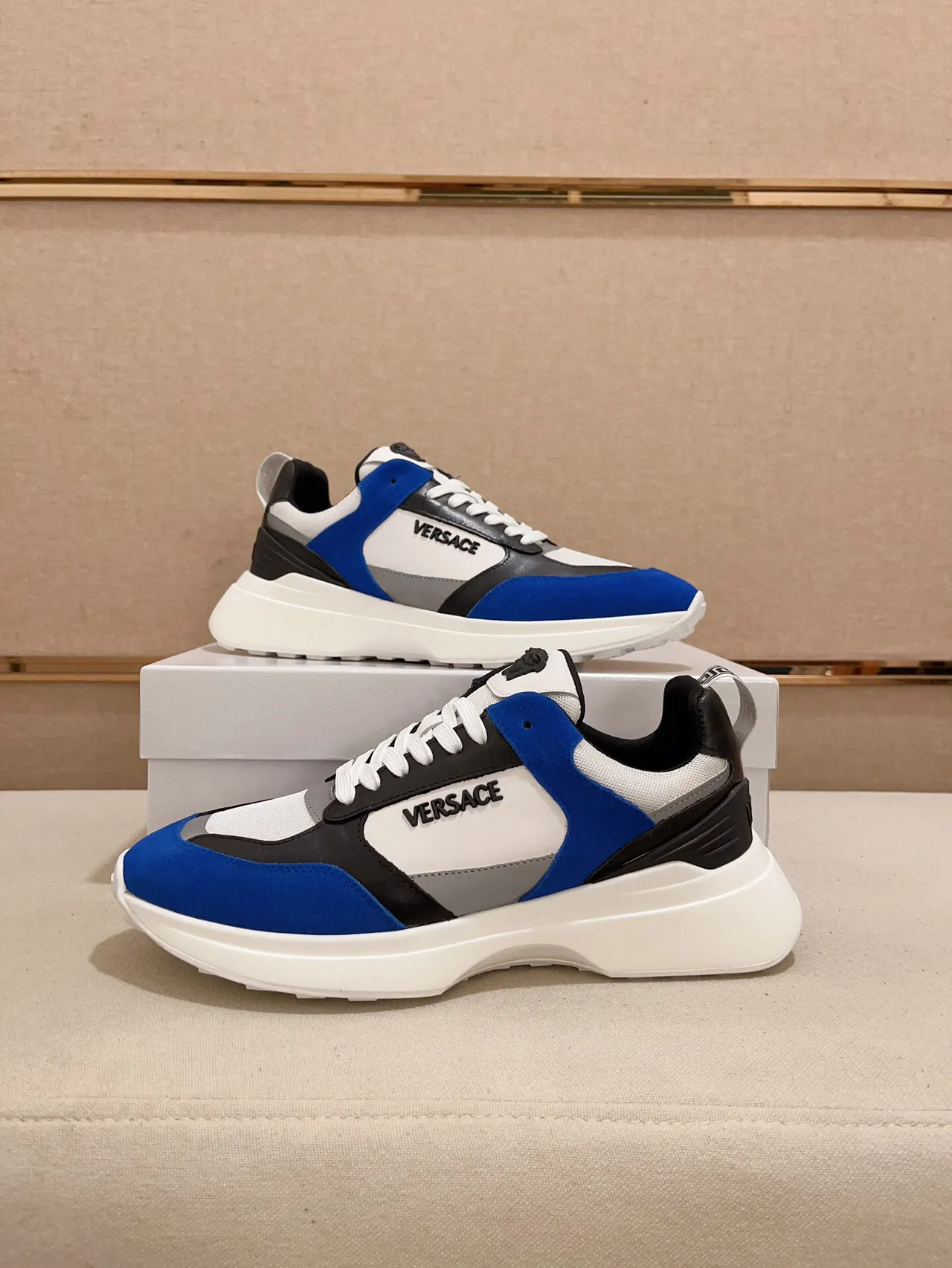 Versace Chain Reaction Blue White Black Chunky Sneakers 8