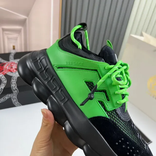 Versace Chain Reaction Green and Black Chunky Sneakers 3